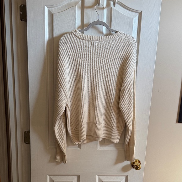 🍁 a new day: Cream Ribbed Crew Neck Sweater - Picture 5 of 5